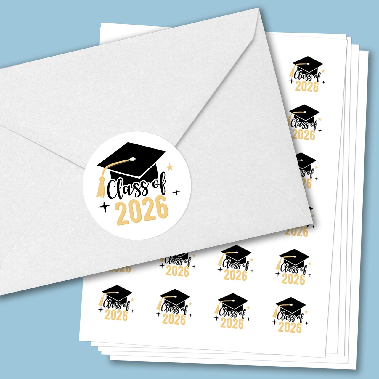 Big Dot of Happiness Class of 2026 Grad Party Envelope Seal Stickers, Round Circle Stickers to Seal Cards, Graduation Envelope Seals - 120 Count